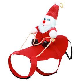 Pet Christmas Costumes Red Winter Coat for Dog Riding Santa Claus with Bell Clothes New Year Outfit Cosplay Costumes Party Dress Up For Cats (Option: l)