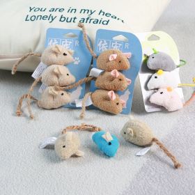 Toy simulation plush mouse three-pack pet cat toy cat grass contains catnip to tease cats (Color: Three mice beige)